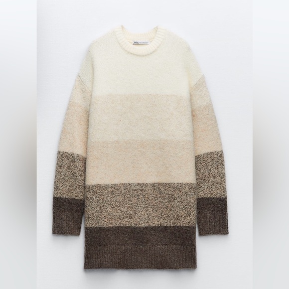 ZARA OMBRÉ KNIT MIDI DRESS - Picture 5 of 10